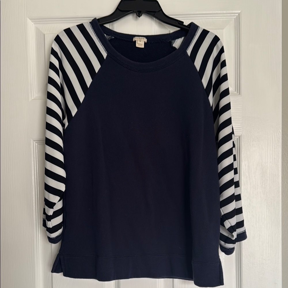 Navy and White Striped Sleeve Top